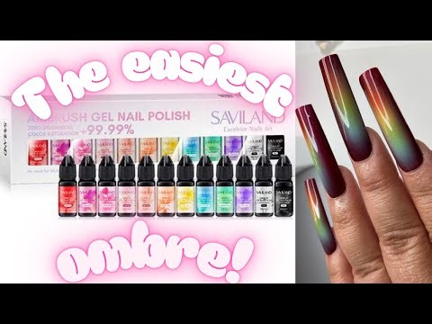 AIRBRUSH NAIL DESIGN USING SAVILAND AIRBRUSH GEL NAIL POLISH!