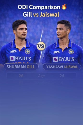 ODI Comparison 🔥 Shubman Gill 🆚 Yashasvi Jaiswal Numbers speak. Future speaks louder 👀
