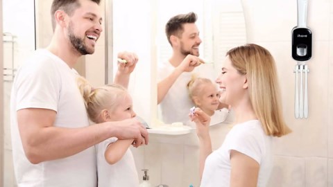 iHave Toothbrush Holders for Bathrooms with Toothpaste Dispenser - Easy to Install, Sturdy and Stylish Bathroom Accessories & Bathroom Decor