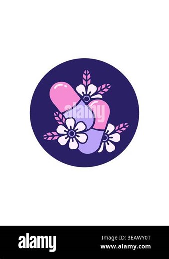 sales flash animation of tattoo style image of pills and flowers Stock Video Footage - Alamy