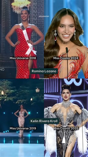 amusestan on Instagram: "Achievements of Peruvian beauty queens Romina Lozano and Kelin Rivera Kroll at Miss Universe and Miss Cosmo: ▪️Romina Lozano: Miss Universe Peru 2018 (Unplaced) Miss Cosmo Peru 2024 (Top 5) ▪️Kelin Rivera Kroll: Miss Universe Peru 2019 (Top 10) Miss Cosmo Peru 2025 @misscosmointernational @missuniverse @romilozano @kelinrk @missperuofficial @misscosmoperuoficial #MissCosmo2025 #MissCosmo2024 #MissCosmo #MissUniverse2019 #MissUniverse2018 #MissUniverse #MissPeru #MissPeru