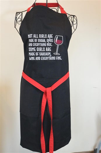 Embroidered Wine Apron: Sarcasm, Wine, Everything Fine Quote - Etsy