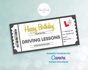 Driving Lessons Gift Voucher: Editable Birthday Template (digital Download) - Etsy UK