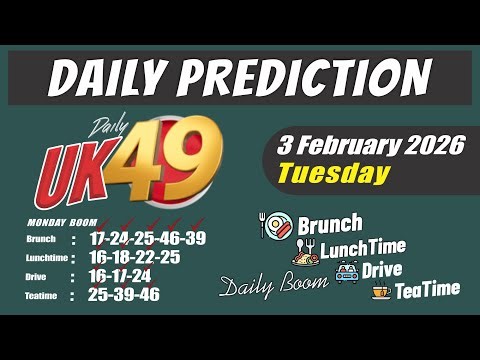 Uk49s Brunchtime Lunchtime Prediction 3 February 2026 | Uk49s DriveTime Teatime Prediction For today