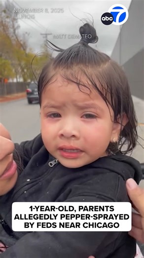 An Illinois man says his 1-year-old daughter was pepper-sprayed by federal agents during an immigration raid near Chicago. Cellphone video shows the moment Rafael Veraza says he and his family were pepper-sprayed on Saturday morning by Border Patrol agents in the parking lot of a Sam's Club. | ABC7