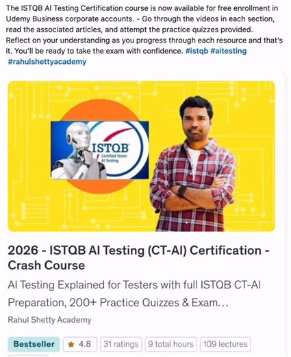 Rahul Shetty Academy | AI Testing Certification by ISTQB #rahulshettyacademy | Instagram