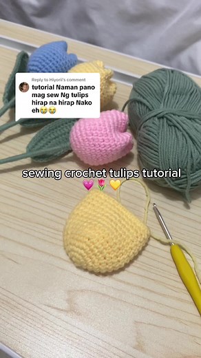Replying to @Hiyorii here’s a simple tutorial on how to sew tulips 🤗 #crochetersoftiktok #crochet #fyp #smallbusiness #tulips #crochettutorial