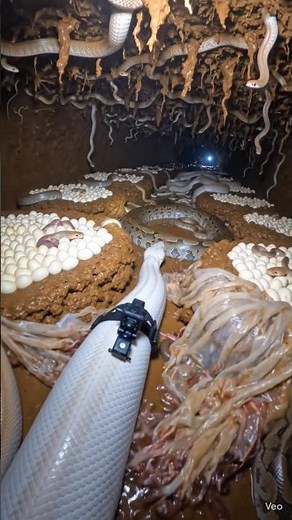 A tiny micro-camera follows a python deep beneath the jungle floor into a massive snake #viral #feed