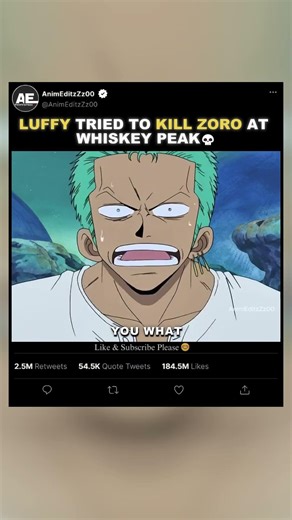 「 Luffy Tried To Kill Zoro At Whiskey Peak💀」- EDIT | #onepiece #shorts #luffy #zoro