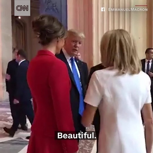 "You're in such good shape. She's in such good physical shape. Beautiful," US President Donald J. Trump told Brigitte Macron, wife of French President Emmanuel Macron, as she stood next to first lady Melania Trump. http://cnn.it/2sWaHXu | CNN