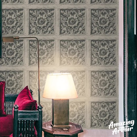 Wood Panel Rustic Wallpaper: Monochrome Floral Wall Decor #82 - Etsy