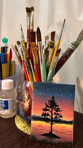 Tutorial de pintura de paisagem para iniciantes👩‍🎨 #arte #painting #pintura #artist #artista | art.pinturasart