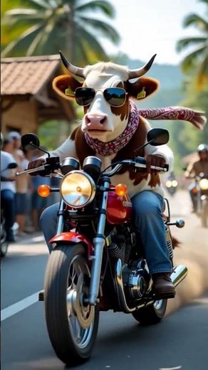 #cow motorcyclefunny #cow videocow riding #bikecow comedy videocow #memeanimal funny videocow bike