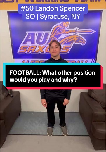 Joe Copp (GR | Minoa, NY) asks his teammates what position they would pick if they could play any other position… Catch the football team in action at home this coming Saturday, November 2nd at 1pm against St. John Fisher! JV football also faces Fisher at home this weekend on Sunday, November 3rd at 1pm! @Alfred University @NCAA #football #collegefootball #studentathlete