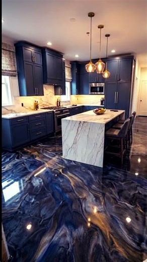 Luxury Metallic Epoxy Kitchen Floor Transformation (Before & After) #shorts #viral #trending #fyp