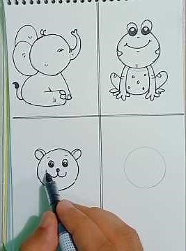 How to Draw Animals Using Circle || #elephant || #frog || #lions