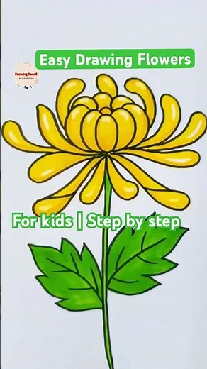 🌼 How to Draw a Beautiful Yellow Flower | Easy Drawing for Kids & Beginners Step-by-Step”#drawing