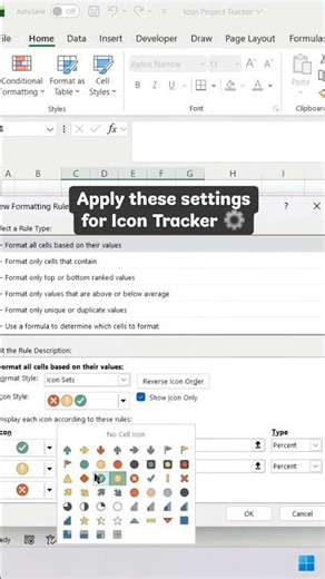 how to create icon project tracker in excel #reels #excel