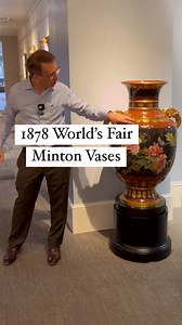 These monumental Minton vases were created specifically for the 1878 Paris Universal Exposition. Documented with the exhibition number "1744" in Minton's official exhibition logbooks, these monumental vases exemplify the technical virtuosity and artistic brilliance that established Minton as a global leader in ceramic production.View more details on our website. Item No. 32-0440.#msrau #antiques #antiqueaddict #history #worldsfair #minton #mintonvases #expositionuniverselle #universalexposition 