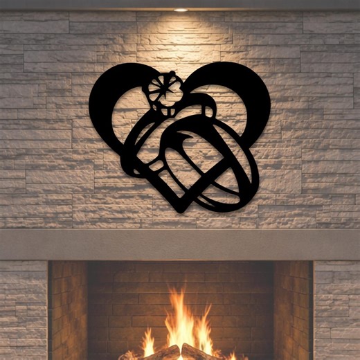 Symbolic Interlocking Wedding Rings Heart Metal Wall Romantic Decor, Steel Anniversary Art - Etsy