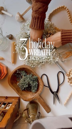 Wendy on Instagram: "Here are three easy DIY wreath ideas for this Christmas season! 1) The Golden Wreath~ I shared the gold foil one this year. This material has so many possibilities and I’ll be using it again for sure. I have other ideas for it already! 2) Reindeer Moss Wreath~ even the name of the moss sounds festive. I love this one because it feels so cottagey with the wooden mushroom ornament. But feel free to pop in any ornament that works for your theme. Plus it smells lovely too. (This