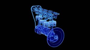 Animation car engine from the inside. X-Ray style. Alpha channel.