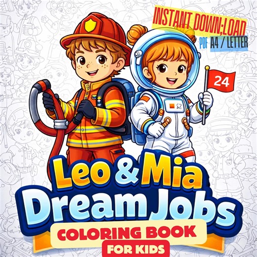 24 Dream Jobs Coloring Pages, Cute Careers Printable, Little Professionals Activity, Leo & Mia Series 4, PDF Coloring Book for Kids - Etsy