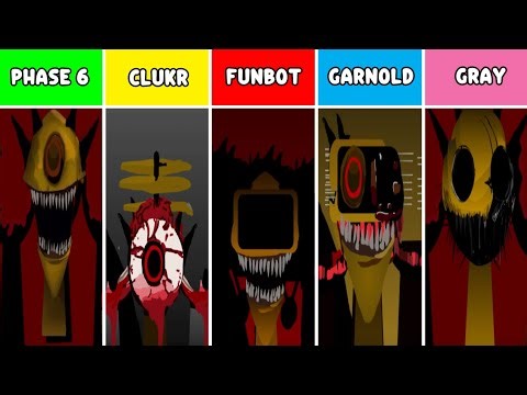 Phase 6 But Everyone Is CLUKR Vs FUNBOT Vs GARNOLD Vs GRAY (Best Mod) In Incredibox Sprunki.