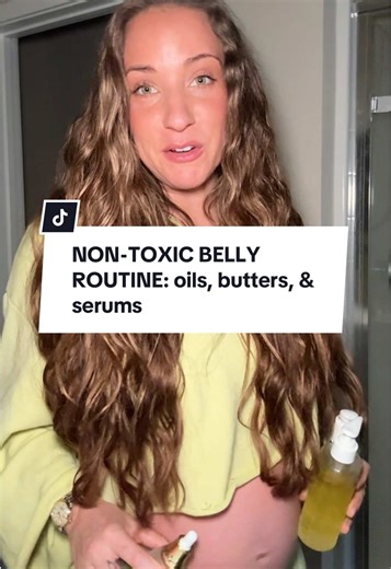 NON-TOXIC BELLY ROUTINE PREGNANCY PRODUCTS: oils, butters, & serums (all the goooood stuff without any bad stuff!) Some of the best non-toxic products I’m comfortable using on my skin while my baby is in my belly hehe 🤍🤍🤍 For non-toxic body / non-toxic belly oils: - @OSEA Malibu body oil is a classic (code WELPR10) @Afrigarnics Skincare 100% Pure Marula Oil is so good - @Originature Flow Body Oil - @DIME Beauty The Glaze is also incredible (I went through the bottle in my first trimester) For