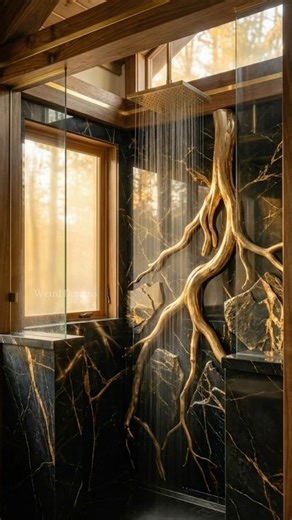 Stunning epoxy root shower in a luxury spa style
