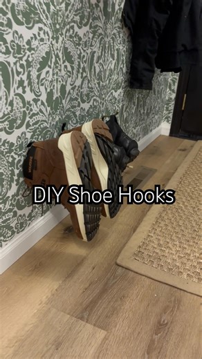 DIY Shoe Hooks #diy #diyprojects #shoehooks #shoestorage #shoes #homeinspo #budgetdiy