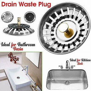 PREMIUM KITCHEN SINK REPLACEMENT DRAIN WASTE PLUG BASIN STRAINER DRAINER 80MM UK  | eBay UK
