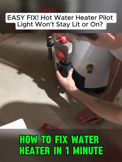 EASY FIX! Hot Water Heater Pilot Light Won't Stay Lit or On? How to fix waterheater in 1 minute #heater #waterheater #plumbing #homemaintenance #sedimentbuster #watertank #howto #diy #repair #watertankheater #diyproject #burnbarrel #trashtalk #foruyou #fyp
