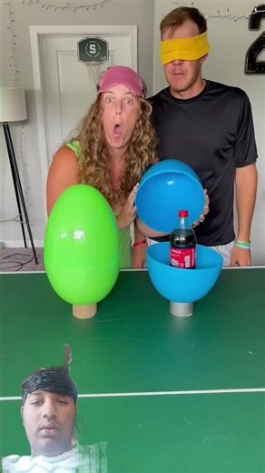 GIANT surprise eggs challenge BLINDFOLDED win prize $100 or coca cola😱😲 #amazing #challenge