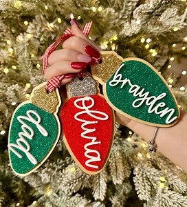 Stocking Name Tag Light Bulb Christmas Ornament - Etsy Canada