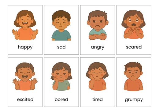 24 Emotion Flashcards for Kids – Feelings Cards for Emotional Learning, Emotion Cards for SEL, Autism & Communication, Instant Download - Etsy