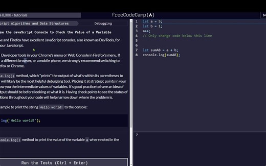 freecodecamp JS Debug 1-12