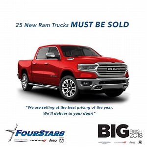 'Tis the season to drive away in your 2019 RAM 1500! At Four Stars Auto Ranch we are bringing you holiday cheer with up to $14,310 in total savings on the 2019 RAM 1500 Classic Lone Star Crew Cab! Stop in today or give us a call at 940-538-4400 or shop online FourStarsDCJR.com. | Four Stars Auto Ranch