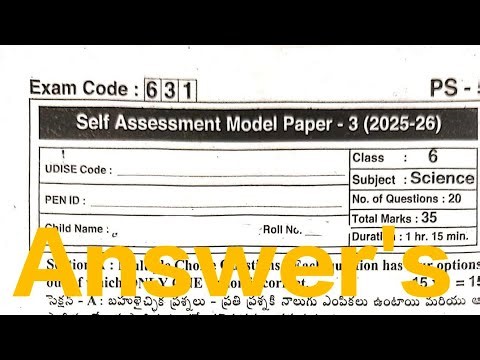 6th class General Science 🔑 Self Assessment Model Paper - 3 (FA-3)Real Key Answers 2025-26 || ☝️