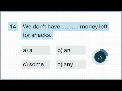 Determiners Quiz: A, An, Some, Any | English Grammar | No Errors, Calming Music, K12-Friendly