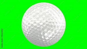 Animated spinning plain golf ball against green background. Full 360 degree spin and loop able.