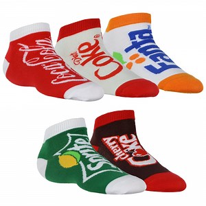 Coke Family Women's Soda Pop Mix and Match No Show Low Cut Ankle Socks 5 Pairs