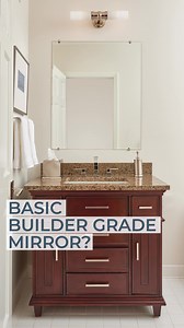 Does your builder grade mirror have metal clips attached? Or sit flush to a side wall? No sweat - we developed our frames with these aspects in mind. MirrorMate is the only frame on the market with a patented design that fits over clips, ensuring a snug and flush fit, with no additional space required around your mirror. | MirrorMate Frames | Facebook