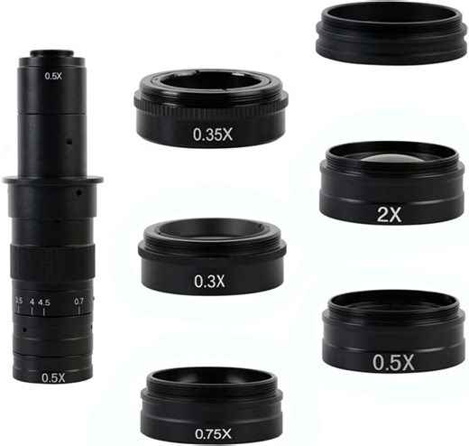 Lab Microscope Accessories 0.75X 0.5X 2.0X 0.35X 1X Barlow Auxiliary Objective Glass Lens for 180X 300X Zoom Monocular C Mount Lens Video Microscope Camera (0.3X)
