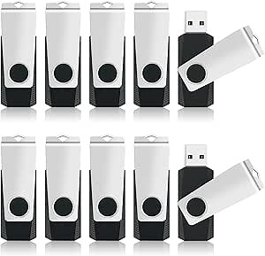 8GB Flash Drive USB Memory Stick 10 Pack, Bulk Thumb Drives Swivel Jump Drives USB Storage Flash Drive with Lanyards, Portable Photo Stick Zip Pendrive Memoria USB2.0 Sticks for Data Storage Backup