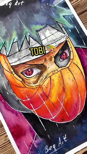 Drawing Obito Uchiha from Naruto | Watercolor Painting Tutorial