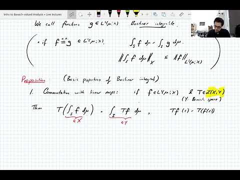 Banach-valued Analysis, Lecture 3 part 1: Bochner integration