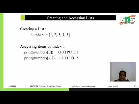Types of Python-Lists | Problem Solving using Python | SNS Institutions