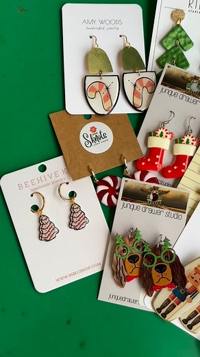 45 reactions · 6 comments | Come grab the perfect pair of holiday earrings- we have SO many styles to choose from! ✨ Open Monday-Friday 10a-6p & Saturday 10a-4p! #junquedrawer #shoplocal #shopsmall | Junque Drawer Boutique & Studio | Facebook