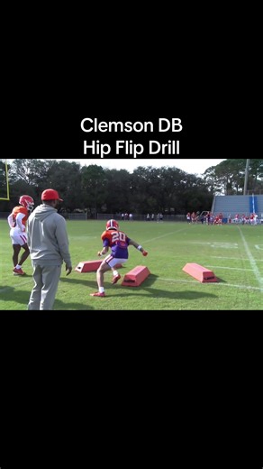 Clemson DB Hip Flip Drill for Defensive Backs